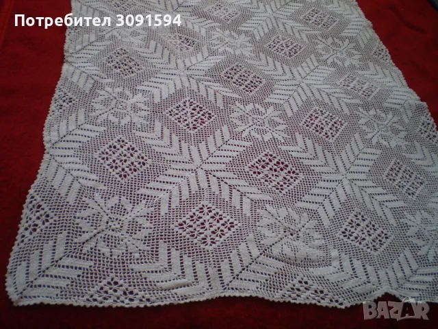 Красива бяла правоъгълна плетена на една кука покривка, снимка 3 - Декорация за дома - 50181509