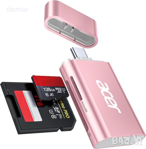 Acer USB C SD 4.0 четец на карти 2 в 1, UHS-II Micro SD, розов, снимка 8 - Друга електроника - 46790673