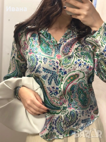 Риза от сатен ZARA, снимка 6 - Ризи - 53173805
