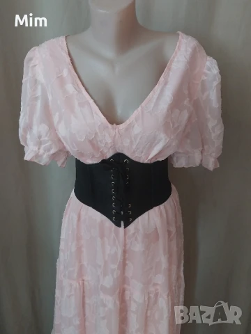 3XL Розова дълга рокля с къс ръкав , снимка 6 - Рокли - 50836929