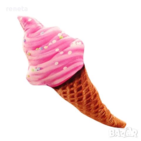 Играчка Сладолед, Тип възглавница, Плюшен, Розов, 46 см, снимка 1 - Плюшени играчки - 46231843
