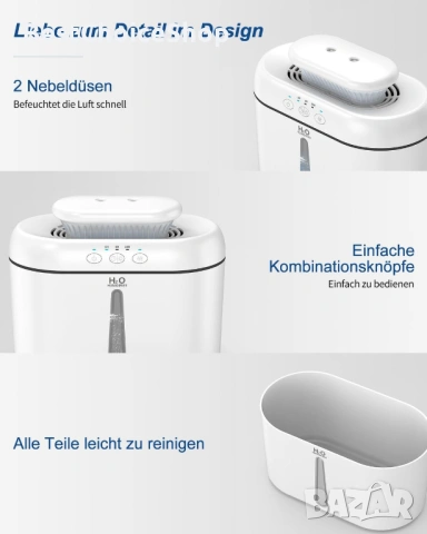 2L Овлажнител с таймер и нощна лампа, двойна дюза – Идеален за домашна употреба, снимка 9 - Други стоки за дома - 53850423