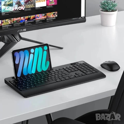 OMOTON AZERTY Безжична клавиатура, пълна ергономична клавиатура, снимка 8 - Клавиатури и мишки - 50607762