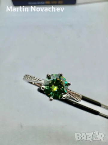 Сребърен пръстен с мойсанит (Диамант) 1 карат, снимка 11 - Пръстени - 53508195