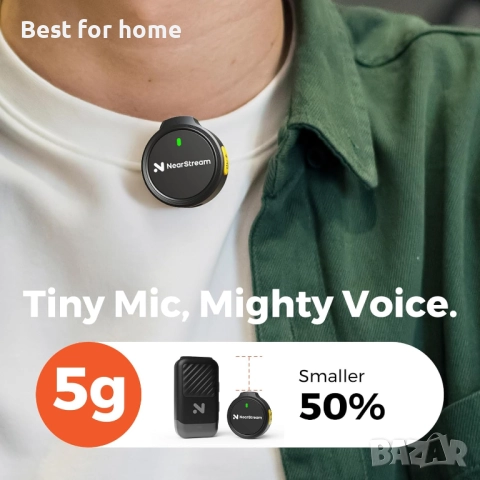 Безжични микрофони NearStream Lavalier за iPhone/Android/PC., снимка 2 - Микрофони - 52525060