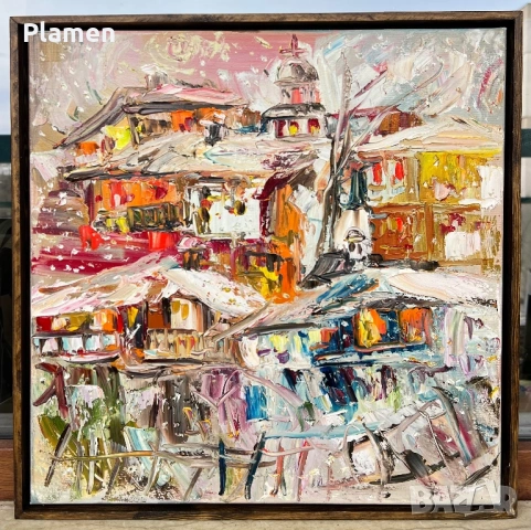 КАРТИНА МАСЛО НА ПЛАТНО ЗИМНА ПРИКАЗКА ДИАН ПЕТРОВ 2025 Г.