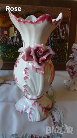 Комплект вази Bassano Italy с рози и цветен декор., снимка 4 - Вази - 50988749
