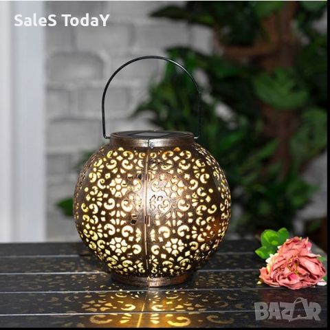 Декоративен фенер -топка, Соларен, Висяща, марокански дизайн, Ø21x18cm, снимка 1 - Декорация за дома - 45791031