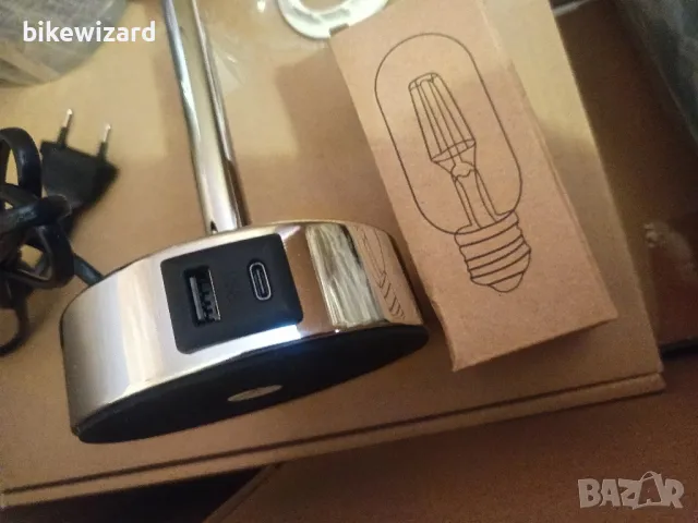 LED нощна лампа със сензорно димиране и USB A+C порт за зареждане НОВА, снимка 7 - Настолни лампи - 50002845