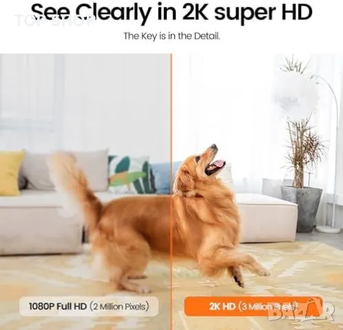 Нова WiFi охранителна камера с двупосочно аудио, 2K HD и интелигентно проследяване, снимка 3 - IP камери - 49923238