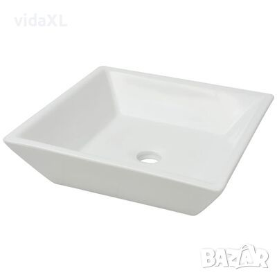 vidaXL Керамична мивка, квадратна, бяла, 41,5x41,5х12 см（SKU:142344, снимка 1 - Мивки - 45642337