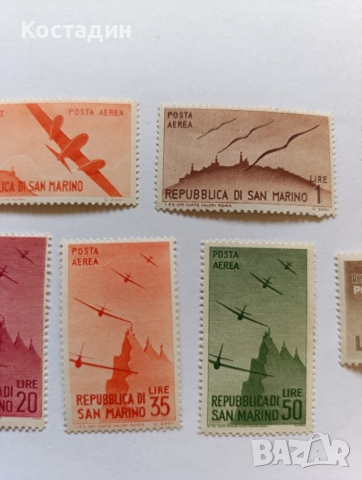 Пощенски марки Сан Марино 1946, снимка 3 - Филателия - 46925529