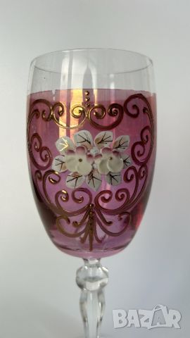 Кристални чаши Bohemia - ръчно рисувани, снимка 5 - Сервизи - 46439783