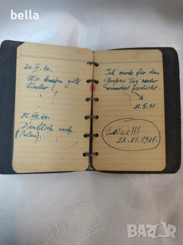 Уникален офицерски дневник на Hauptmann (Капитан) от Вермахта (1939-1943) – С бойни поражения!, снимка 5 - Антикварни и старинни предмети - 54043262