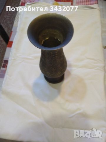 Месингова ваза фина изработка, снимка 3 - Антикварни и старинни предмети - 45674628