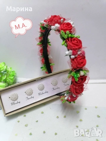 Празнична диадема с цветя, вариант 33, снимка 13 - Аксесоари за коса - 54232591