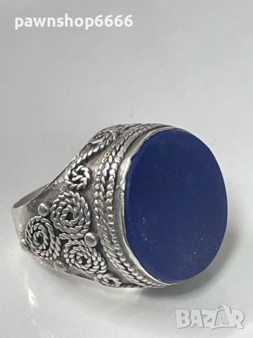 Стар сребърен пръстен ръчна изработка с Лапис лазули, снимка 6 - Антикварни и старинни предмети - 45462921