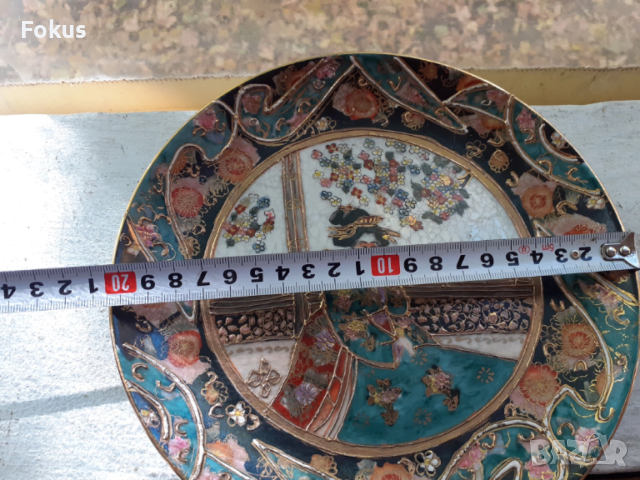 порцелан колекционерска чиния HAND PAINTED SATSUMA сатцума, снимка 6 - Антикварни и старинни предмети - 53408905