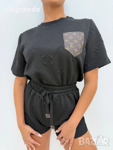 Черен Спортен дамски сет Louis Vuitton ВИДЕО НА МОДЕЛА , снимка 7 - Спортни екипи - 51304474