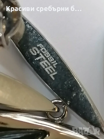  Fossil комплект колие и обици, кожа и стомана, снимка 4 - Бижутерийни комплекти - 53635909