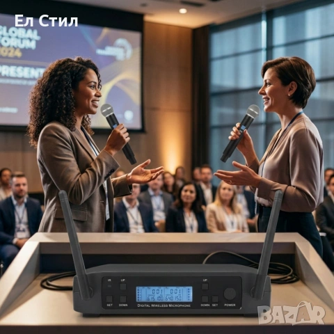 Комплект 2 броя безжични микрофони и UHF приемник с дисплей GLXD4, снимка 3 - Микрофони - 53804511