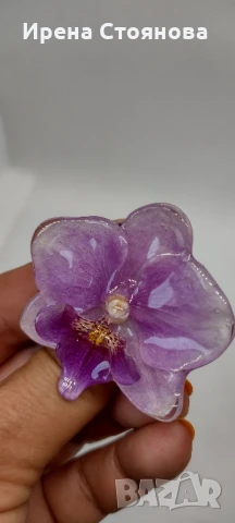 Регулируем пръстен с естествен цвят на орхидея. , снимка 5 - Пръстени - 50565167