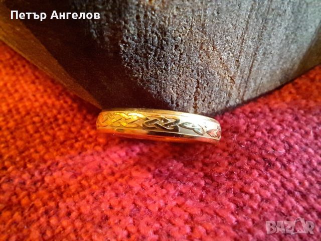 Уникален дамски позлатен пръстен с trible шарка, снимка 1 - Пръстени - 45448486