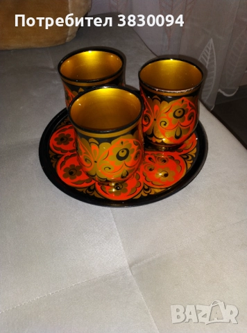 Стар рисуван.поднос, снимка 6 - Антикварни и старинни предмети - 52790541