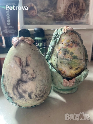 Декорация за Великден, винтидж яйца с декупаж