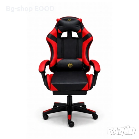 Геймърски стол с масаж, лумбална опора и опора за крака, профилирани подлакътници, снимка 3 - Столове - 53791562