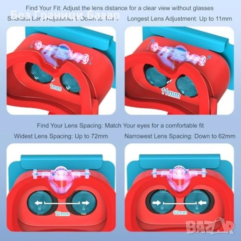 Нови VR очила за Switch 2 (2025) HD регулируеми лещи + ремък за игри, снимка 8 - Аксесоари - 53390583