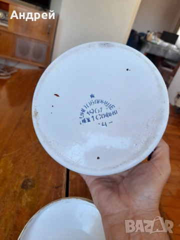 Стара емайлирана котленка #14, снимка 4 - Антикварни и старинни предмети - 51936565