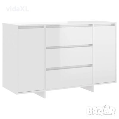 vidaXL Бюфет с 3 чекмеджета, бял гланц, 120x41x75 см, ПДЧ(SKU:809617, снимка 1 - Бюфети - 45556933