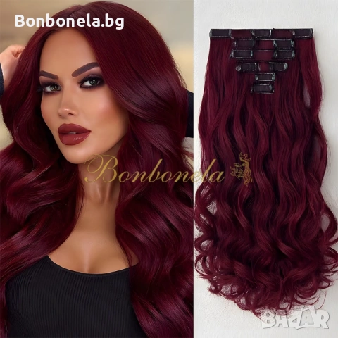 Екстеншън с клипс / треса / треса с клипси / клипс / Удължение за Коса, снимка 5 - Аксесоари за коса - 53034460