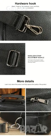 Практична, Класическа Ретро чанта NIUCUNZH* Тъмно кафява естествена кожа!, снимка 12 - Чанти - 50025262