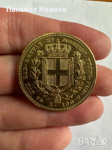 Златна монета Италия Сардиния 100 лири 100 франка 100 лева злато материал инвестиция, снимка 2 - Нумизматика и бонистика - 53640693
