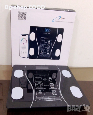 Домакински кантар за телесно тегло до 150кг с блутут и LCD дисплей