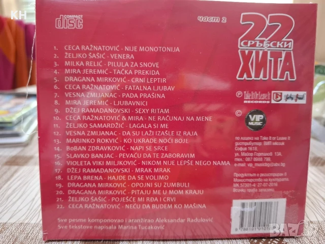 22 СРЪБСКИ ХИТЯ -2ра част, снимка 2 - CD дискове - 50872907