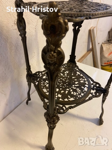 Месингова поставка стара, снимка 2 - Антикварни и старинни предмети - 52483250