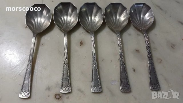 английски лъжички за хайвер със сребърно покритие - 5бр., снимка 1