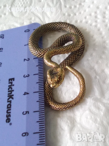 Бронзова фигурка на змия 🐍 змия 52874, снимка 6 - Колекции - 54177382