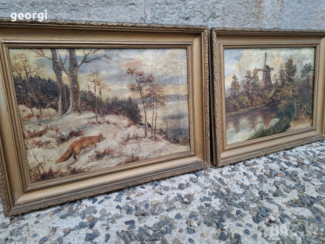 две антични картини маслени бои върху платно на художника M. Vasseax, снимка 13 - Картини - 54029832