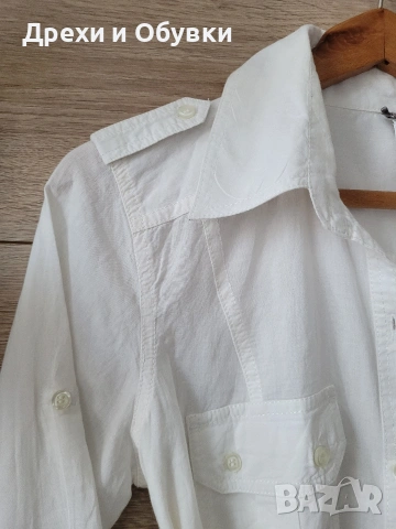 Дълга бяла риза памучна материя Италия , снимка 12 - Ризи - 54157837