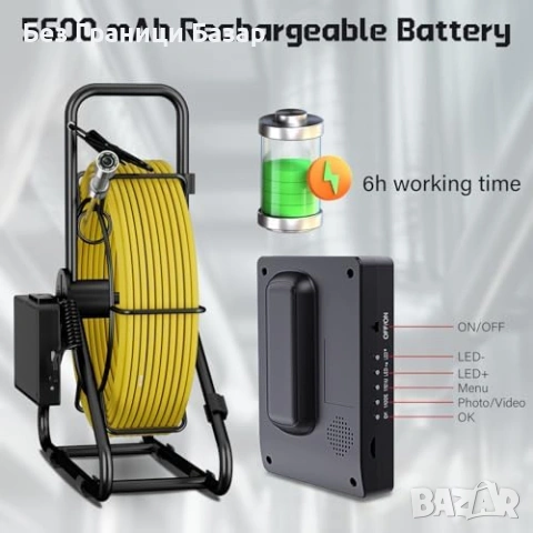 Нов бороскоп Канална камера 20м с HD монитор запис 17мм IP68 LED светлини, снимка 4 - Други стоки за дома - 53793772