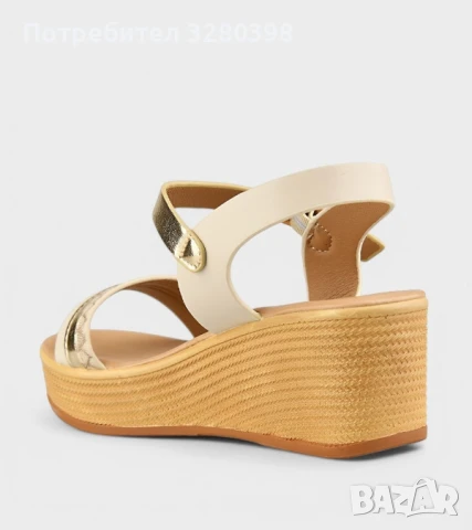 Дамски сандали с олекотена платформа със златисти акценти модел: C5078-3 BEIGE, снимка 3 - Сандали - 51356587
