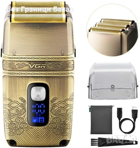 Нова Мъжка фолийна бръсначка VGR за кожа, глава и брада, водоустойчива