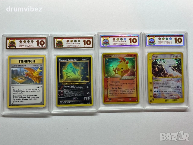 4 Pokemon Rare Cards:Lucky Stadium,Shining Tyranitar,Torchic & Lugia, снимка 2 - Колекции - 54070718