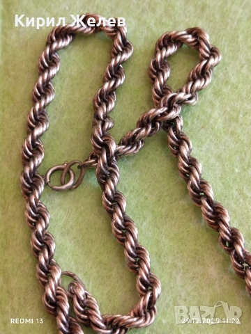 Сребърен ланец плетка тип ВЪЖЕ винтидж стил ювелирна изработка 52490, снимка 2 - Колиета, медальони, синджири - 52926001