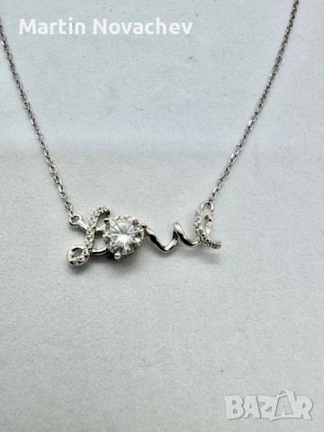 Сребърно колие с мойсанит (Диамант) 1 карат, снимка 9 - Колиета, медальони, синджири - 53331609