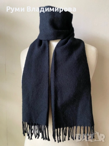Мъжки, черен шал от 100 % вълна, снимка 2 - Шалове - 53209447